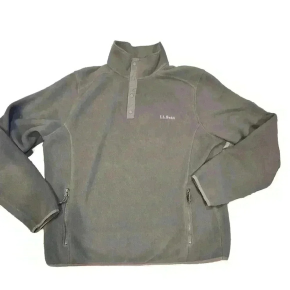 L.L. Bean Mens Gray Polartec Fleece Pullover Warm Layering Sweater L - Picture 8 of 13